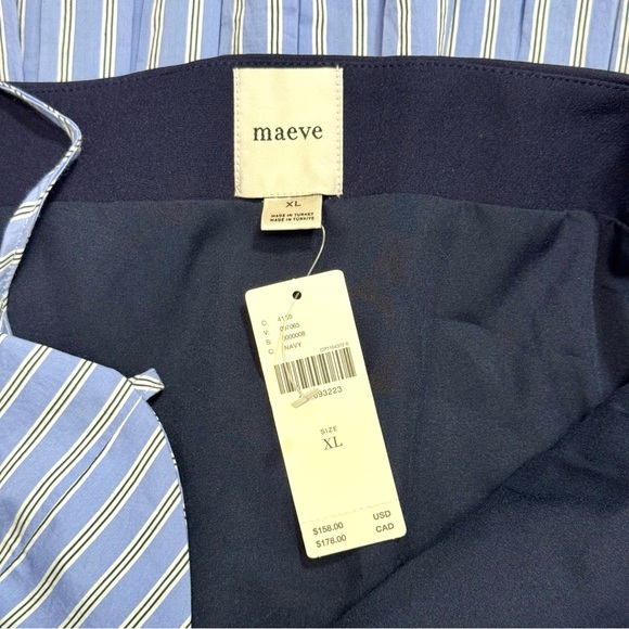 Anthropologie Navy Pinstripe Peekaboo Twofer Mini Dress NWT XL preppy Feminine - Picture 9 of 9